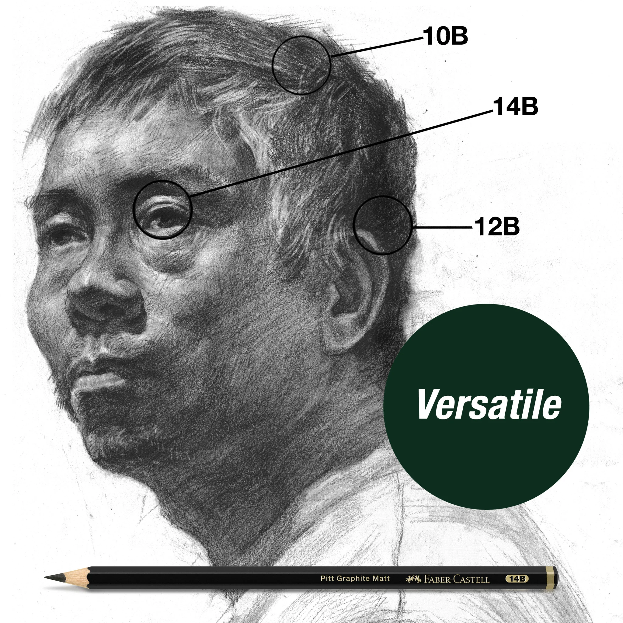 Pitt Graphite Matte, Sketching Set (10B, 12B, 14B) - #FC115297 - Image 2