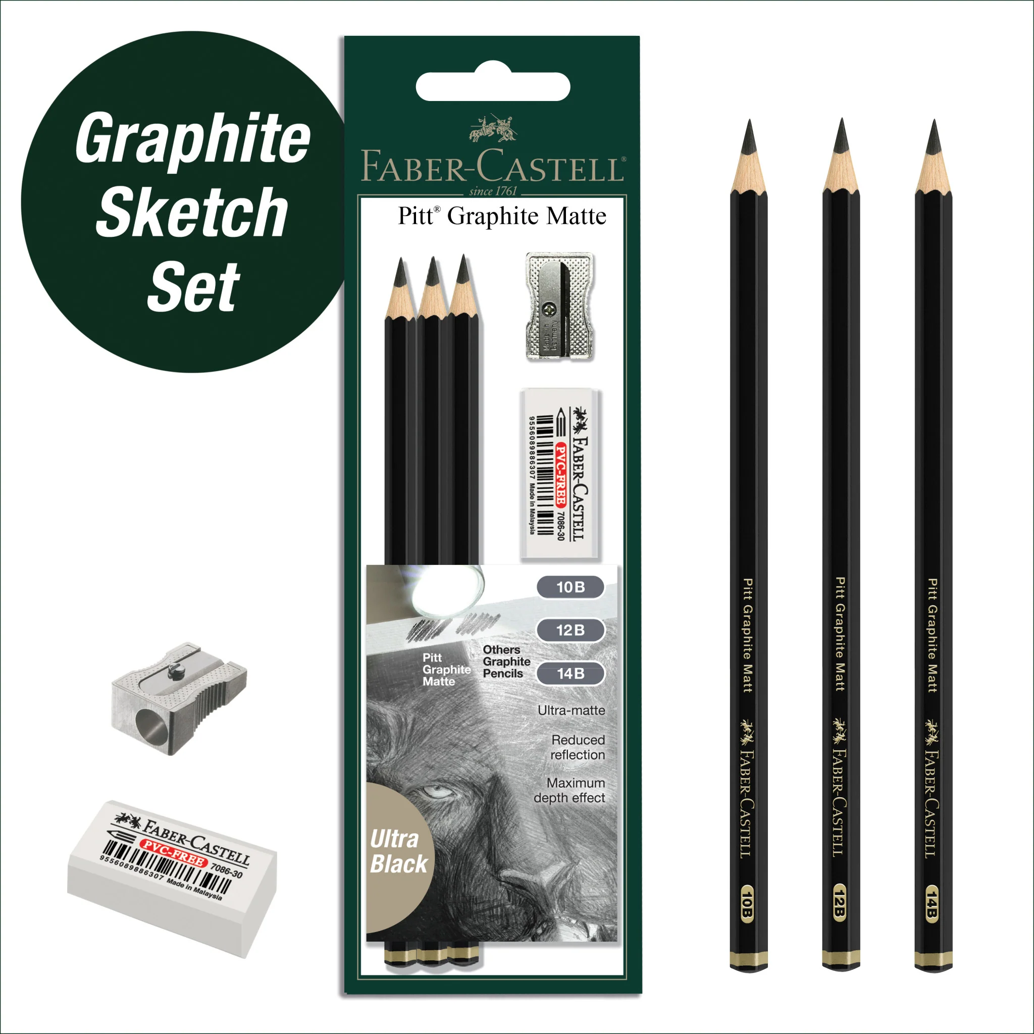 Pitt Graphite Matte, Sketching Set (10B, 12B, 14B) - #FC115297 - Image 5