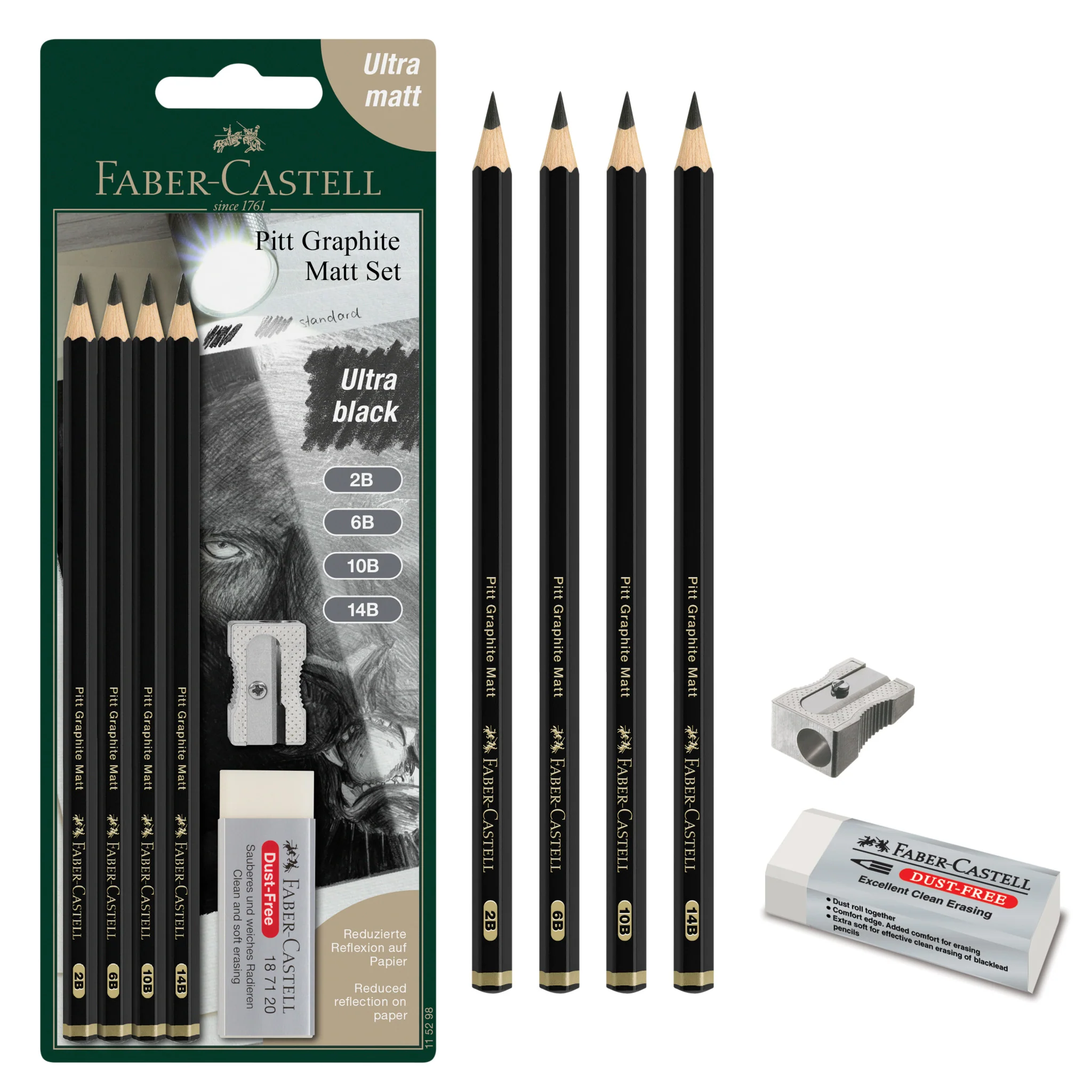 Pitt Graphite Matte, Sketching Set (2B, 6B, 10B, 14B) - #FC115298 - Image 3