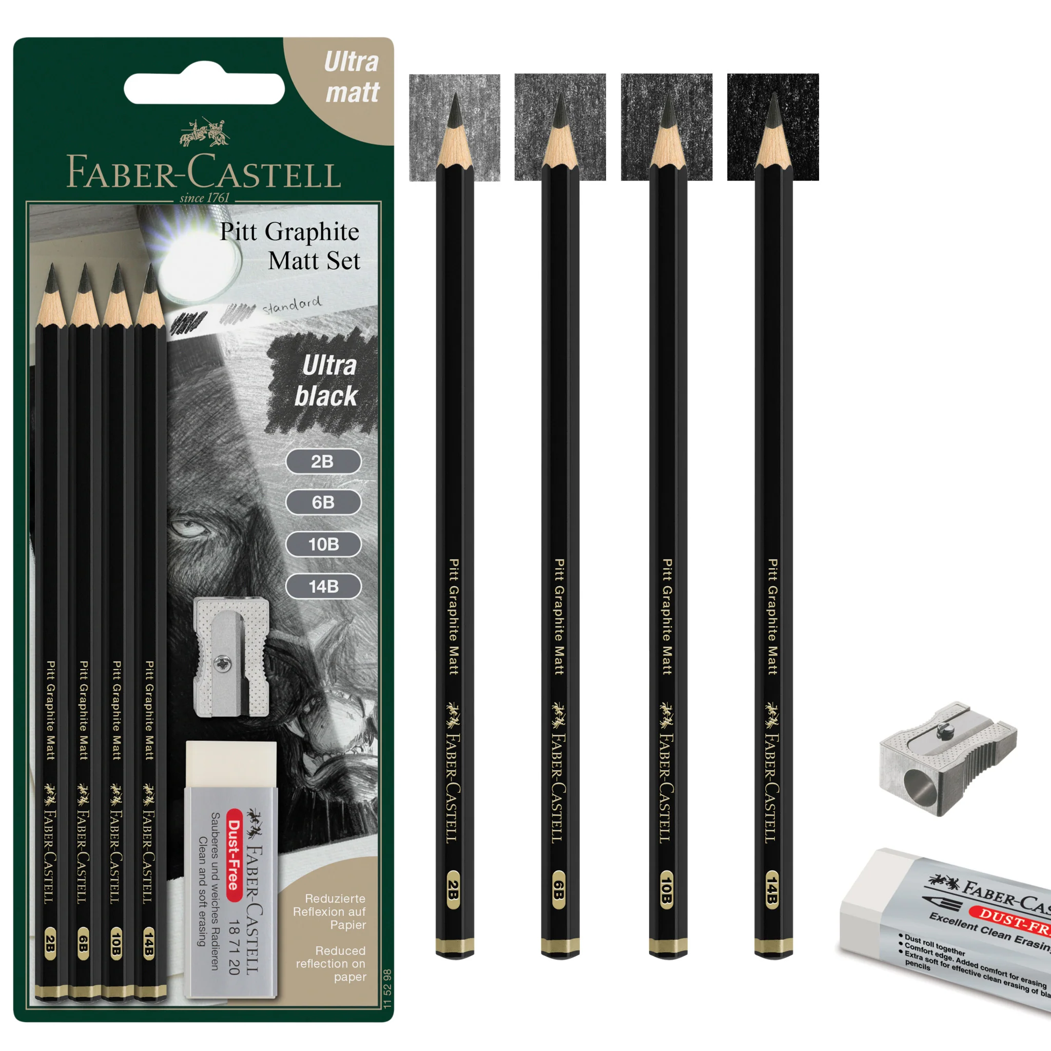 Pitt Graphite Matte, Sketching Set (2B, 6B, 10B, 14B) - #FC115298 - Image 5