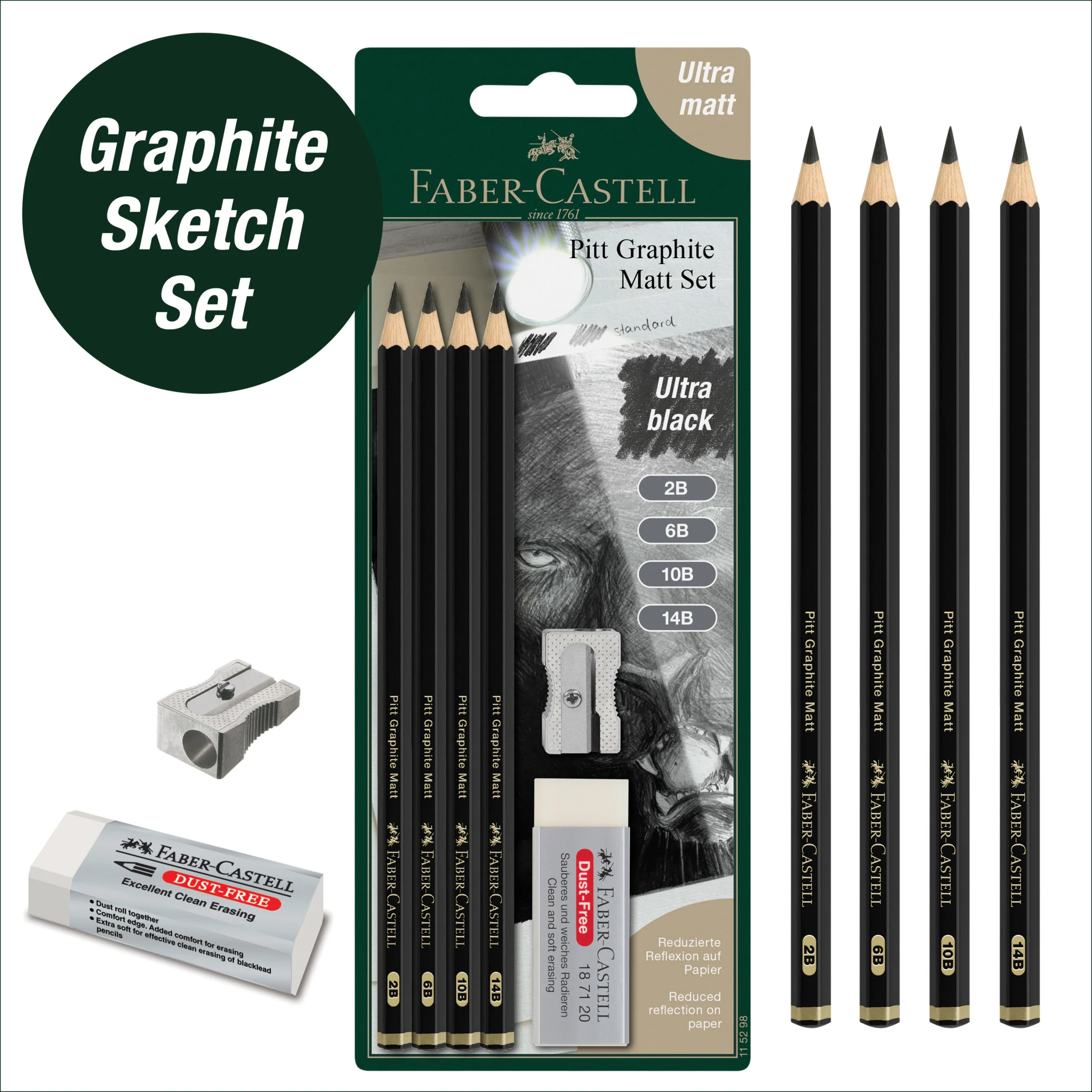 Pitt Graphite Matte, Sketching Set (2B, 6B, 10B, 14B) - #FC115298 - Image 7