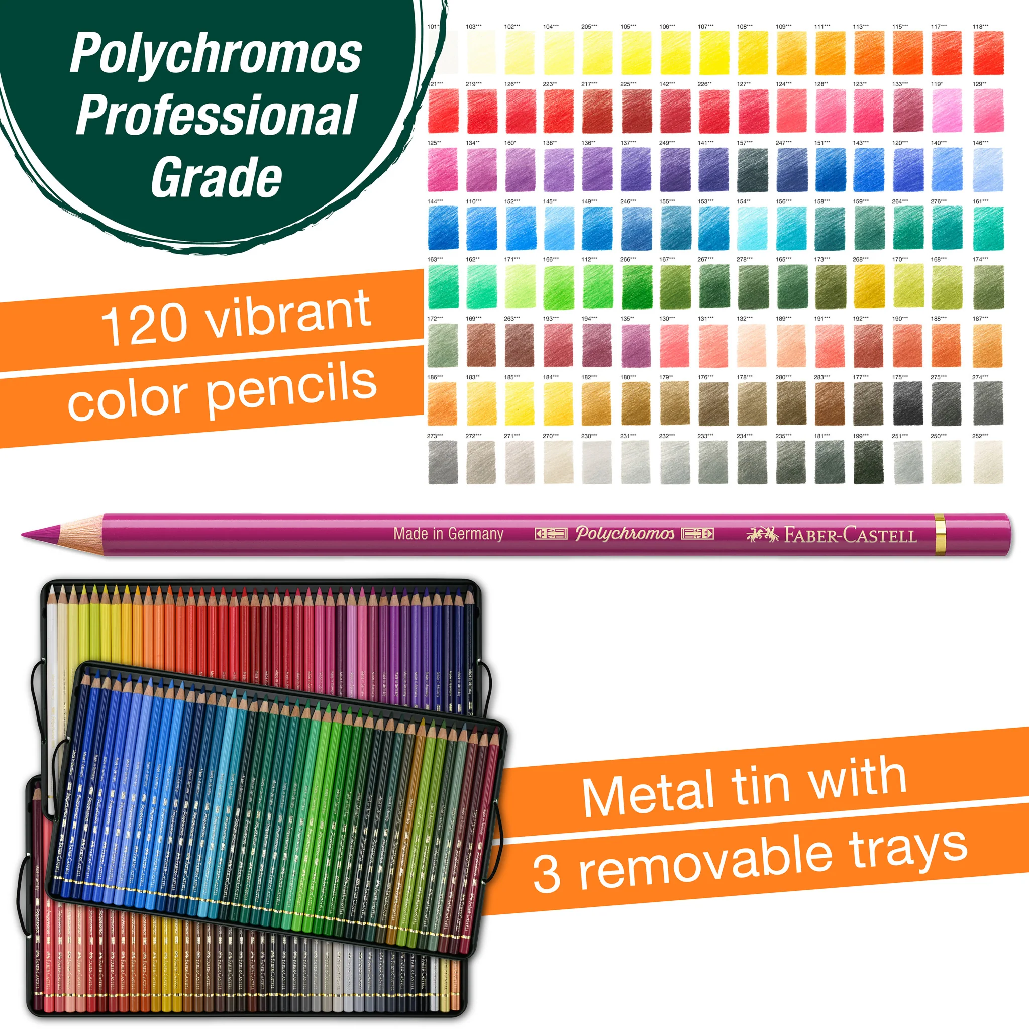 Polychromos Artists' Color Pencils, Tin of 120 - #FC110011 - Image 3