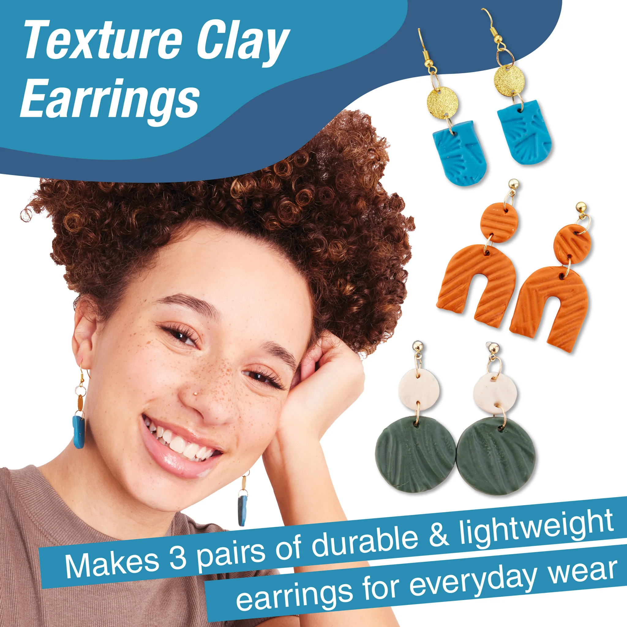 Texture Clay Earrings - #FC770423 - Image 3
