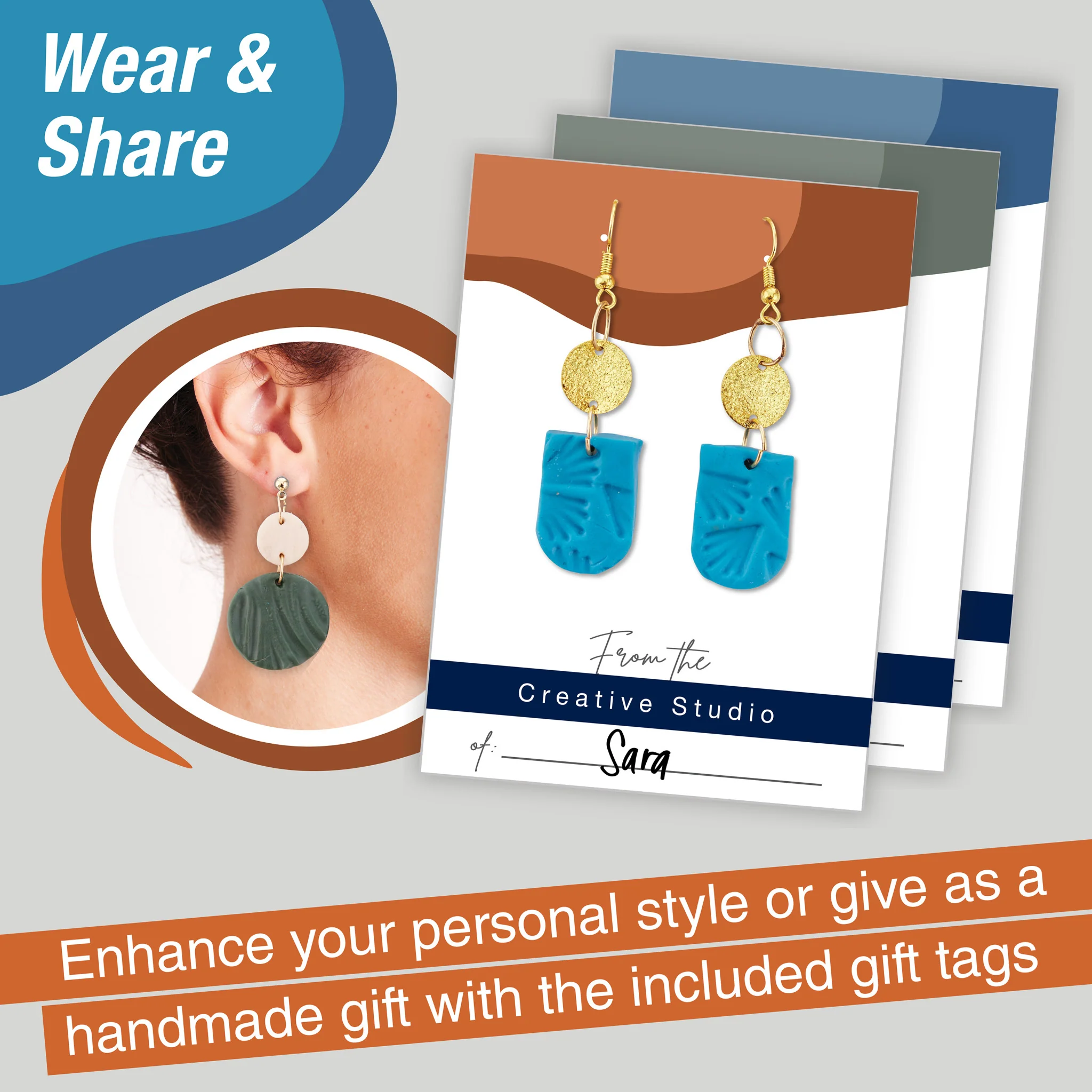 Texture Clay Earrings - #FC770423 - Image 7