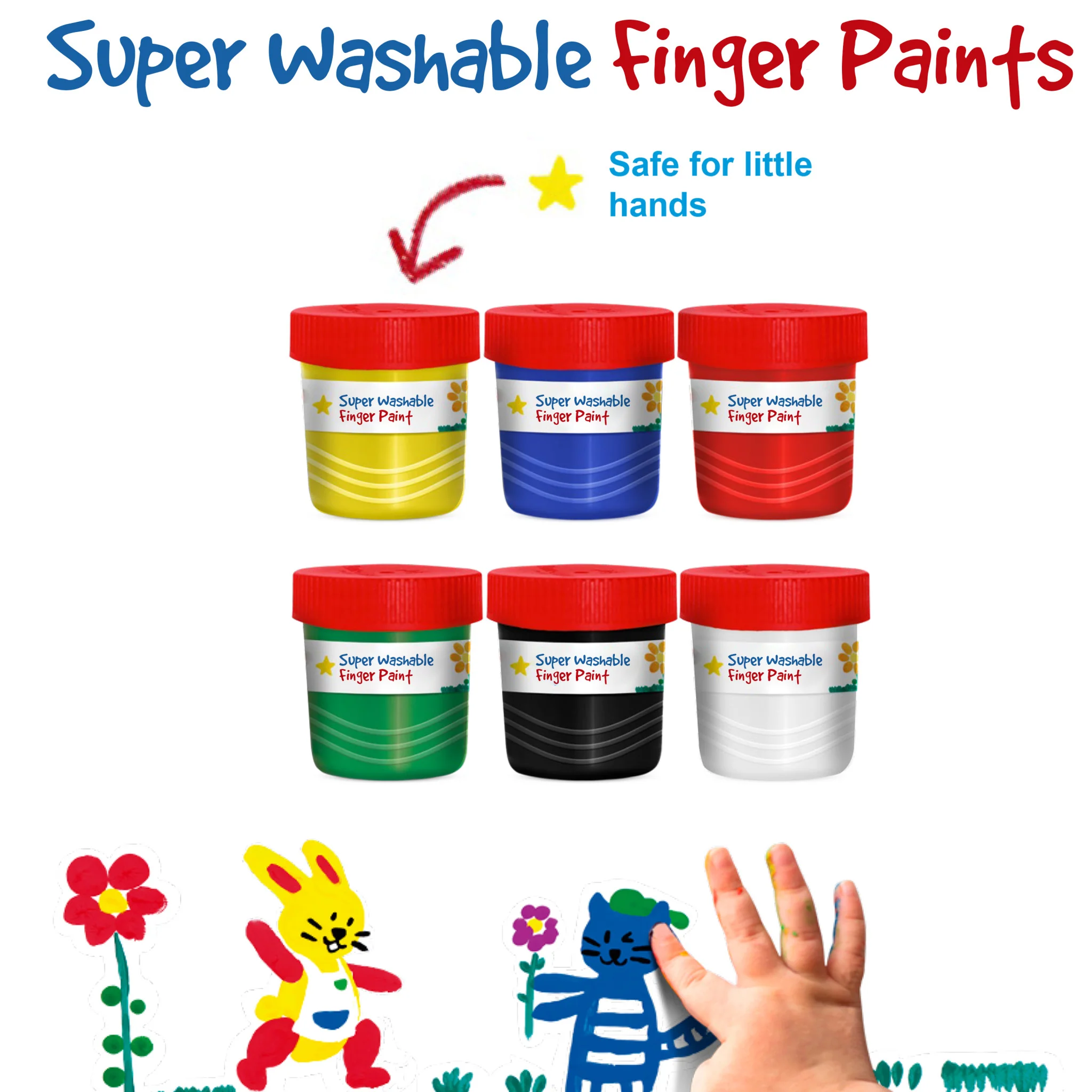 Little Creatives 6 Super Washable Finger Paints - #FC260407 - Image 4