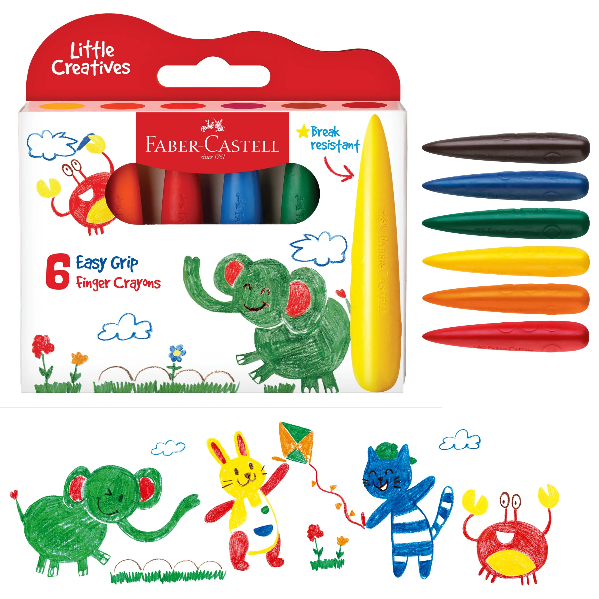 Little Creatives 6 Easy Grip Finger Crayons - #FC122606 - Image 9