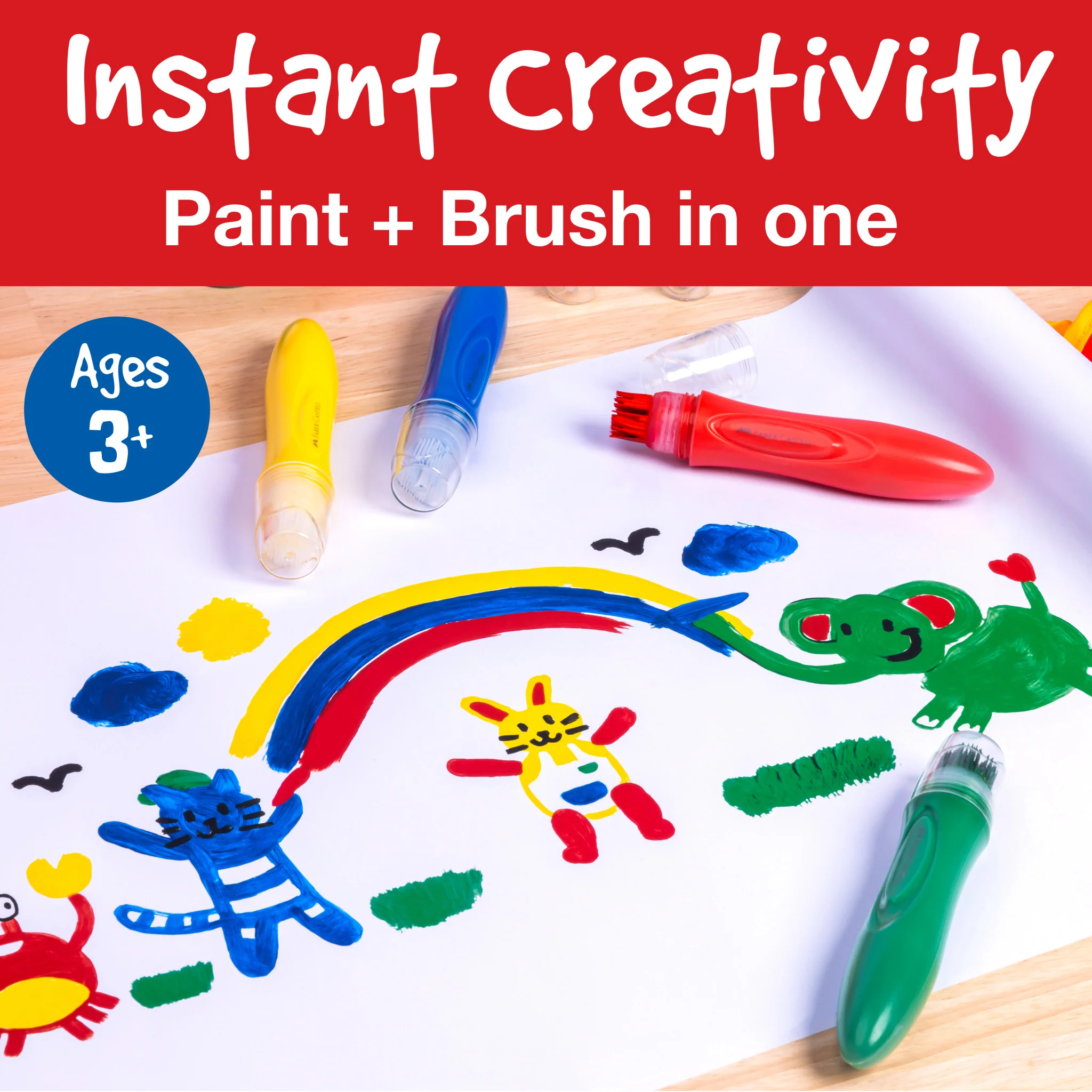 Little Creatives 6 Jumbo Washable Squeeze Paintbrushes - #FC281402 - Image 4