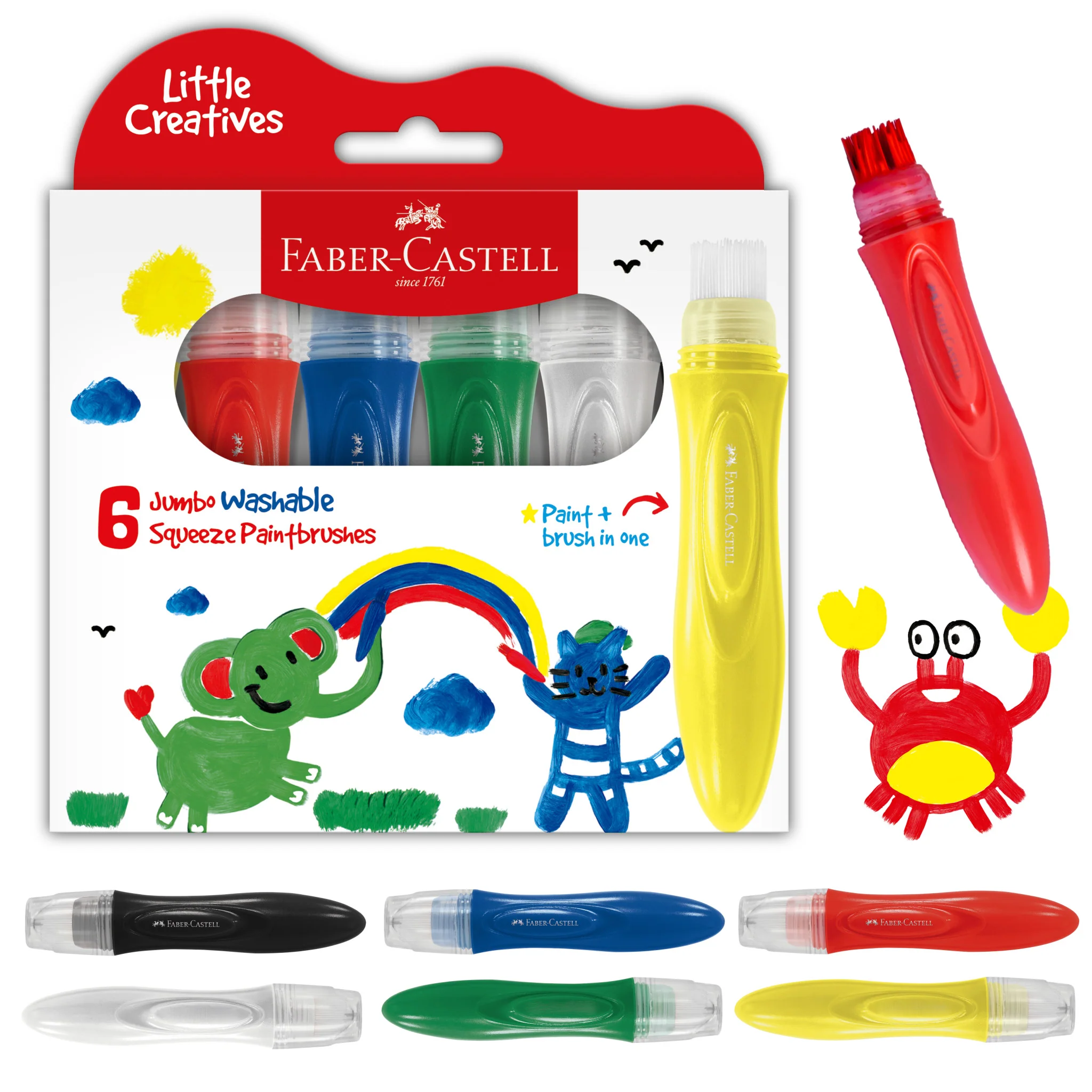 Little Creatives 6 Jumbo Washable Squeeze Paintbrushes - #FC281402 - Image 8
