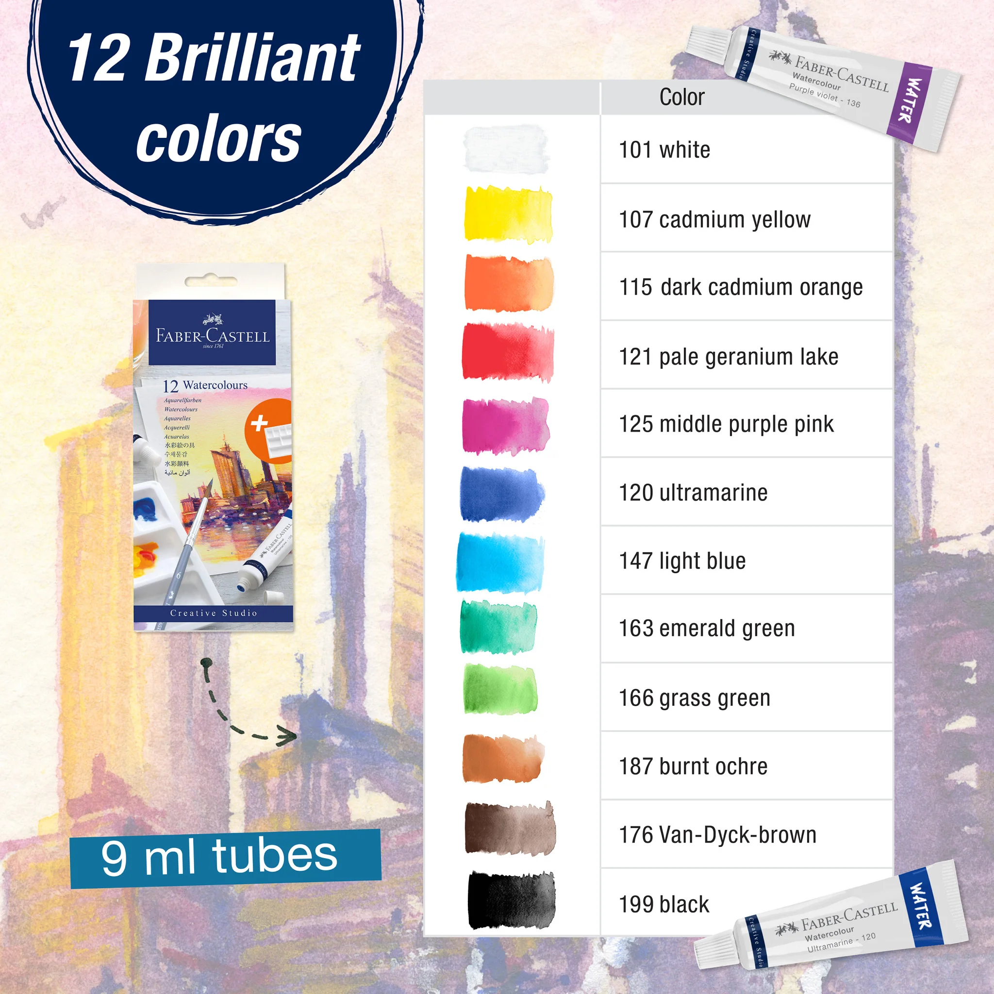 Watercolors, Set of 12 - #FC169612 - Image 3